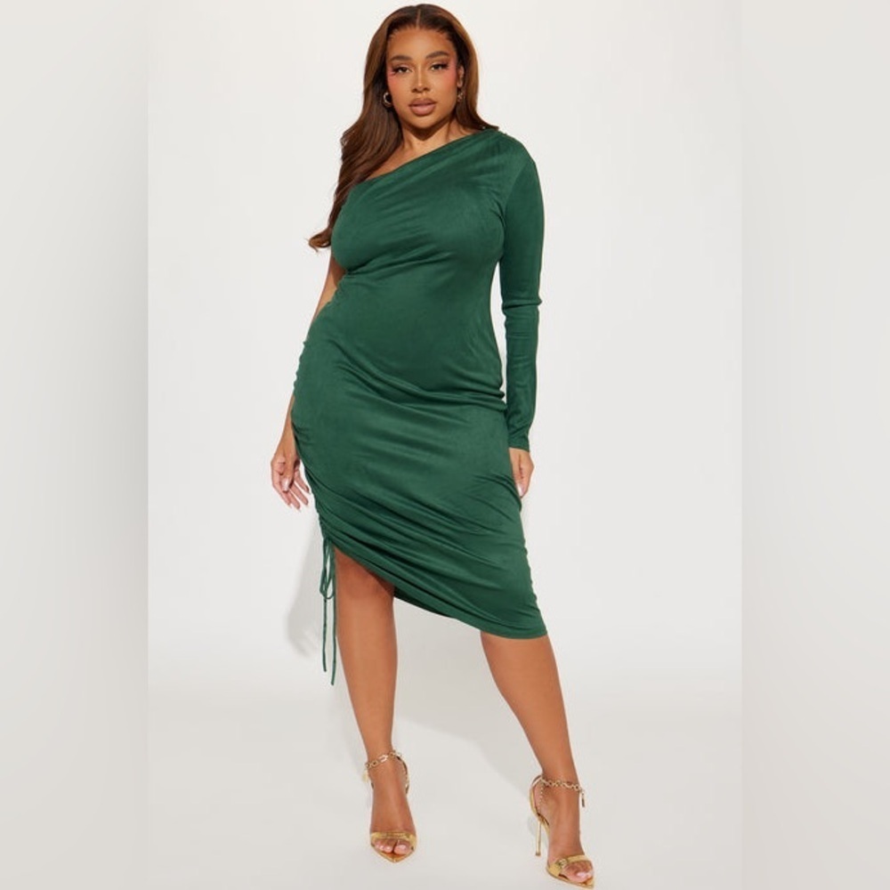 Fashion Nova Green Heidi Suede Midi Dress - New - Size 2X
